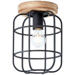 Brilliant Gwen Plafondlamp Metaal Hout Zwart | 200mm - Geschikt voor 1x E27
